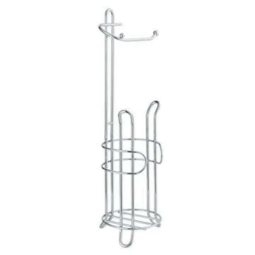 SunnyPoint Bathroom Toilet Tissue Paper Roll Storage Holder Stand with Reserve, The Reserve Area Has Enough Space to Store Mega Rolls; Chrome Finish