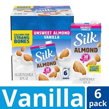 Silk Almond Milk Unsweetened Vanilla, Pack of 6