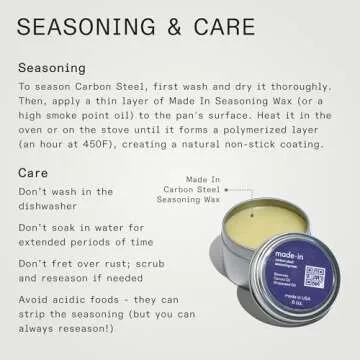 Made In Cookware - 11" Blue Carbon Steel Grill Frying Pan - (Like Cast Iron, but Better) - Professional Cookware - Crafted in France - Induction Compatible