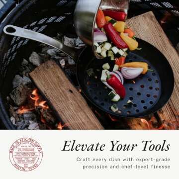 Made In Cookware - 11" Blue Carbon Steel Grill Frying Pan - (Like Cast Iron, but Better) - Professional Cookware - Crafted in France - Induction Compatible