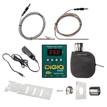 DigiQ DX3 BBQ Temperature Controller Green and Digital Meat Thermometer for Big Green Egg, Kamado Joe, Weber, and Ceramic Grills