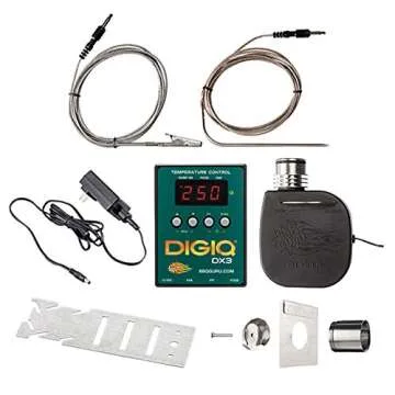 DigiQ DX3 BBQ Temperature Controller Green and Digital Meat Thermometer for Big Green Egg, Kamado Joe, Weber, and Ceramic Grills