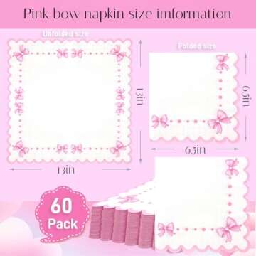 Pink Bow Napkins 6.5" for Stylish Party Decor