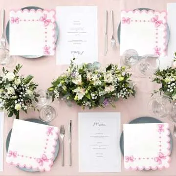Pink Bow Napkins 6.5" for Stylish Party Decor