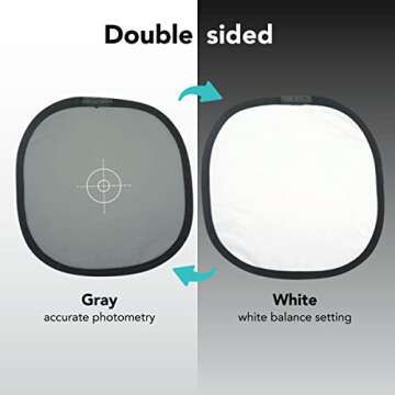 Foto&Tech Double-Sided 18% Gray Card and White Balance Disc, Gray and Neutral White Panel with Nylon...