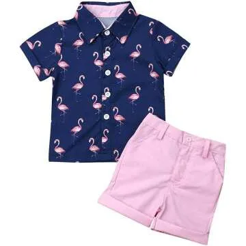 Summer Toddler Flamingo Shirt & Shorts Set 1-6 Yrs