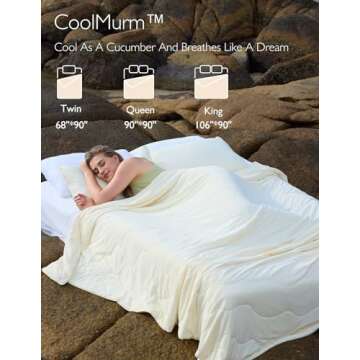 Momcozy Life CoolMurm Cooling Comforter for Hot Sleepers, King/Cali King 106"x90" Pregnancy Cooling Blanket, All-Season Lightweight Soft Breathable Cooling Quilt Duvet Stay Cool All Night Beige Yellow