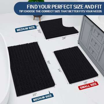 Arotive Luxury Chenille Bathroom Rug Mat, Extra Soft Thick Absorbent Shaggy Bath Rugs, Non-Slip Mach...