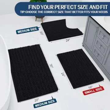 Arotive Luxury Chenille Bathroom Rug Mat, Extra Soft Thick Absorbent Shaggy Bath Rugs, Non-Slip Mach...