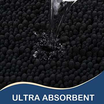 Arotive Luxury Chenille Bathroom Rug Mat, Extra Soft Thick Absorbent Shaggy Bath Rugs, Non-Slip Machine Wash Dry, Plush Bath Mats for Bathroom, Shower and Tub, 24x16, Black