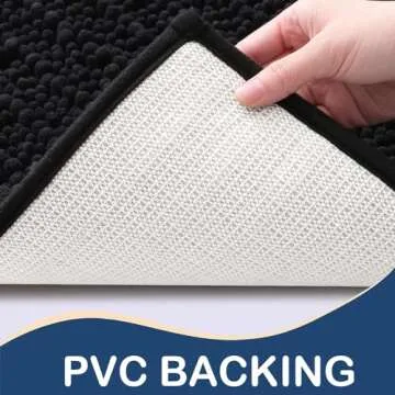 Arotive Luxury Chenille Bathroom Rug Mat, Extra Soft Thick Absorbent Shaggy Bath Rugs, Non-Slip Machine Wash Dry, Plush Bath Mats for Bathroom, Shower and Tub, 24x16, Black