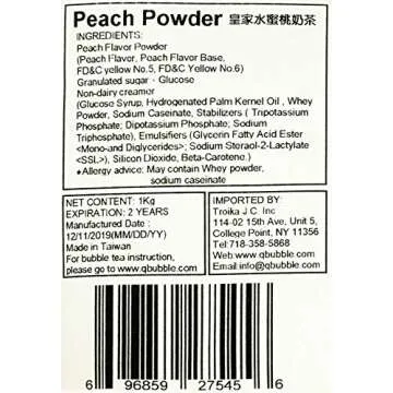 Qbubble Tea Powder, Peach, 2.2 Pound