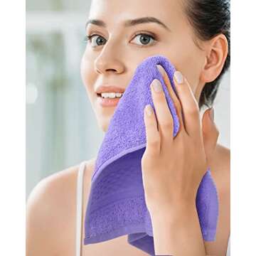 Cleanbear Cotton Wash Cloths Soft Washcloths with 6 Colors for Body and Face, 13 by 13 Inches Large Bathroom Washcloth Set Highly Absorbent Fade Resistant Face Cloths