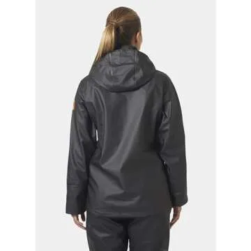 Helly-Hansen Women's Luna/Gale Waterproof Rain Jacket With Adjustable Packable Hood In Collar, Pockets, And Neoprene Cuffs, 990 Black - Large
