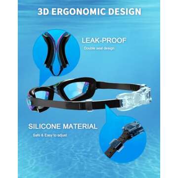 Hurdilen Kids Swim Goggles, Swimming Goggles for Kids with Nose Clip, Earplugs, Nose Bridge for Age 3-15