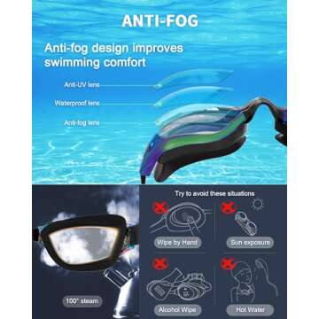 Hurdilen Kids Swim Goggles, Swimming Goggles for Kids with Nose Clip, Earplugs, Nose Bridge for Age 3-15