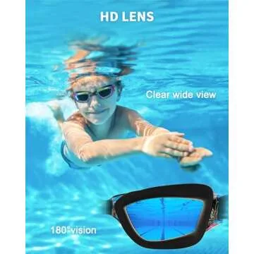 Hurdilen Kids Swim Goggles, Swimming Goggles for Kids with Nose Clip, Earplugs, Nose Bridge for Age 3-15
