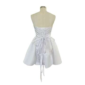 AlfaBridal Junior's Strapless Homecoming Dresses Corset Draped Short Satin Cocktail Gowns Formal Graduation Dresses White