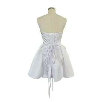 AlfaBridal Junior's Strapless Homecoming Dresses Corset Draped Short Satin Cocktail Gowns Formal Graduation Dresses White