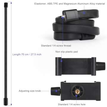 Mippko Portable Flexible Cell Phone Holder Stand for Shopping Cart/Treadmill/Stroller/Elliptical/Car/Bike,Compatible with 3.5~7.5" iPhone/Smartphone, 27.5 inch / 70cm Long Arm for Cellphone