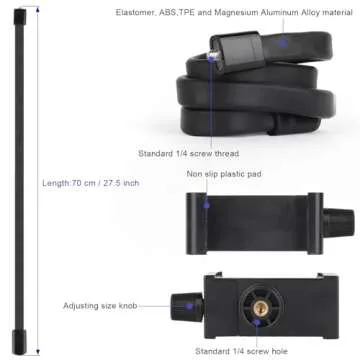 Mippko Portable Flexible Cell Phone Holder Stand for Shopping Cart/Treadmill/Stroller/Elliptical/Car/Bike,Compatible with 3.5~7.5" iPhone/Smartphone, 27.5 inch / 70cm Long Arm for Cellphone