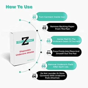ZeroSweat Underarm Sweat Pads | Block Sweat w/Natural Disposable Absorbent Pads (50 Pads)