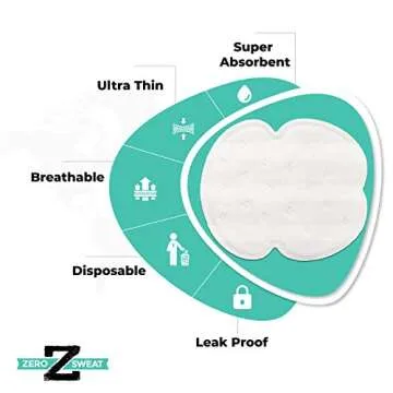 ZeroSweat Underarm Sweat Pads | Block Sweat w/Natural Disposable Absorbent Pads (50 Pads)