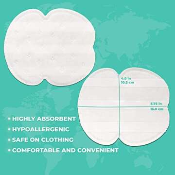 ZeroSweat Underarm Sweat Pads | Block Sweat w/Natural Disposable Absorbent Pads (50 Pads)