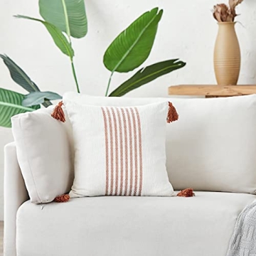 IKATYARN Boho Rust Red Soft Chenille Pillow Covers 16x16