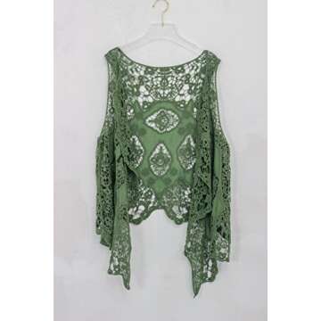 JASTIE Women Open Stitch Cardigan Boho Sleeveless Hippie Summer Hollow Out Solid Crochet Vest