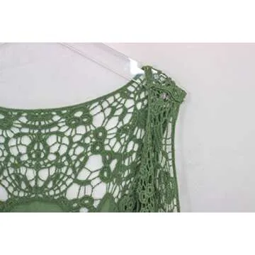 JASTIE Women Open Stitch Cardigan Boho Sleeveless Hippie Summer Hollow Out Solid Crochet Vest