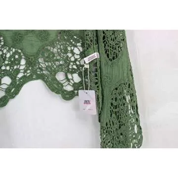 JASTIE Women Open Stitch Cardigan Boho Sleeveless Hippie Summer Hollow Out Solid Crochet Vest