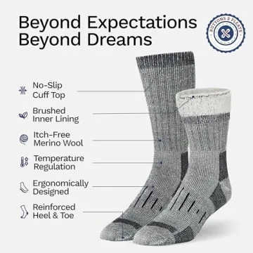 Buttons & Pleats Mens Merino Wool Socks Thermal Cozy Thick Winter Socks XSS