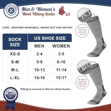 Buttons & Pleats Mens Merino Wool Socks Thermal Cozy Thick Winter Socks XSS