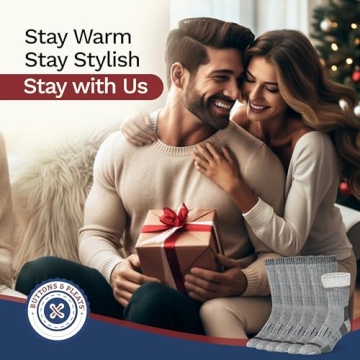 Buttons & Pleats Mens Merino Wool Socks Thermal Cozy Thick Winter Socks XSS