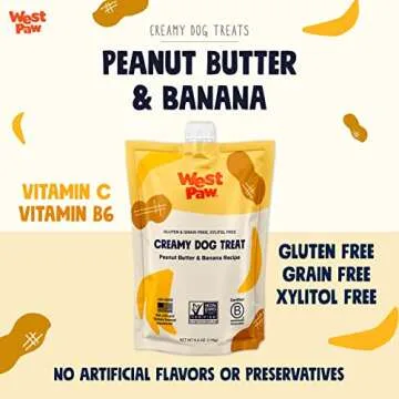 WEST PAW Creamy Treats Peanut Butter & Banana 6.2 Oz - Healthy Cat & Dog Snacks