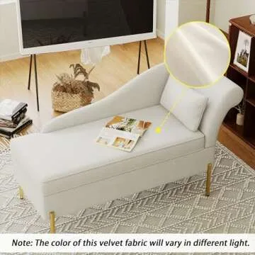 Andeworld Velvet Chaise Lounge with Storage for Home