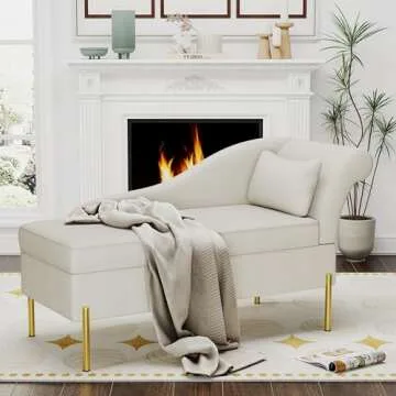 Andeworld Velvet Chaise Lounge with Storage for Home