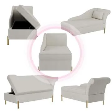 Andeworld Velvet Chaise Lounge with Storage for Home