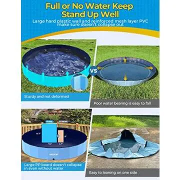 VISTOP Jumbo Foldable Dog Pool for Summer Fun