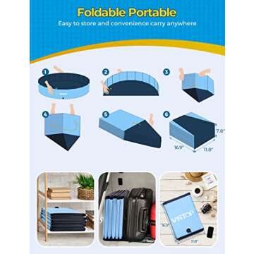 VISTOP Jumbo Foldable Dog Pool for Summer Fun