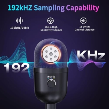 LRUFOB USB Microphone for PC - Computer Gaming Mic with RGB Lighting for PS 4&5,Dual Audio Mixing,Mute,Headphone Output,192KHz/24Bit Hi-Fi Condenser Microphone for Streaming,Singing,Podcast Recording