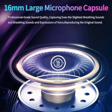 LRUFOB USB Microphone for PC - Computer Gaming Mic with RGB Lighting for PS 4&5,Dual Audio Mixing,Mute,Headphone Output,192KHz/24Bit Hi-Fi Condenser Microphone for Streaming,Singing,Podcast Recording