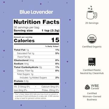 Blume Blue Lavender Latte - Sleep Soothing Drink Mix with Spirulina and Coconut Milk - 25 Servings