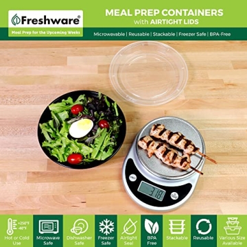 30 Pack Freshware Meal Prep Bowls - Microwave and Dishwasher Safe