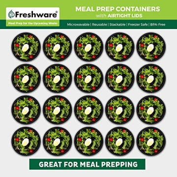 30 Pack Freshware Meal Prep Bowls - Microwave and Dishwasher Safe