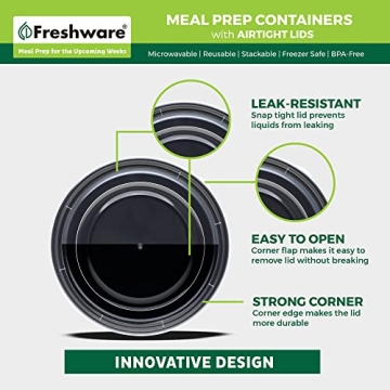 30 Pack Freshware Meal Prep Bowls - Microwave and Dishwasher Safe