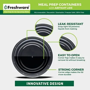 30 Pack Freshware Meal Prep Bowls - Microwave and Dishwasher Safe