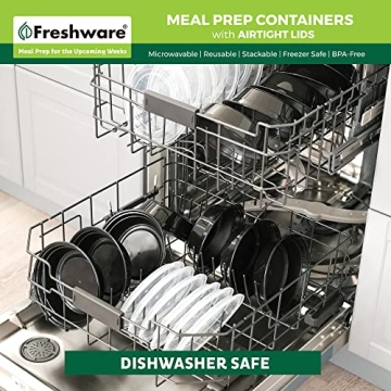 30 Pack Freshware Meal Prep Bowls - Microwave and Dishwasher Safe