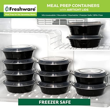 30 Pack Freshware Meal Prep Bowls - Microwave and Dishwasher Safe